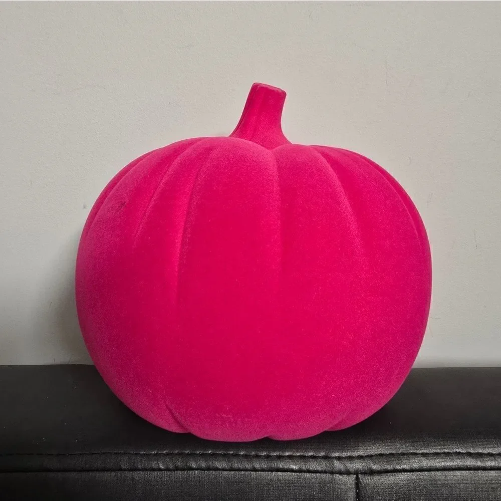 Neon Pink Plastic Halloween Flocked Decor Pumpkin from Hyde & EEK! Boutique